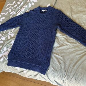 Outerknown Men’s Small S Navy Blue Cable Knit Crewneck Sweater Jumper